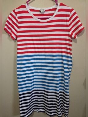 J. Crew Women's Size X-Small T-Shirt Dress, Short Sleeves. Multicolored Stripes
